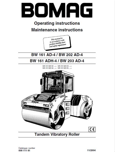 Bomag tandem vibratory roller safety manual. - Download manuale di servizio mercury 90 elpto.