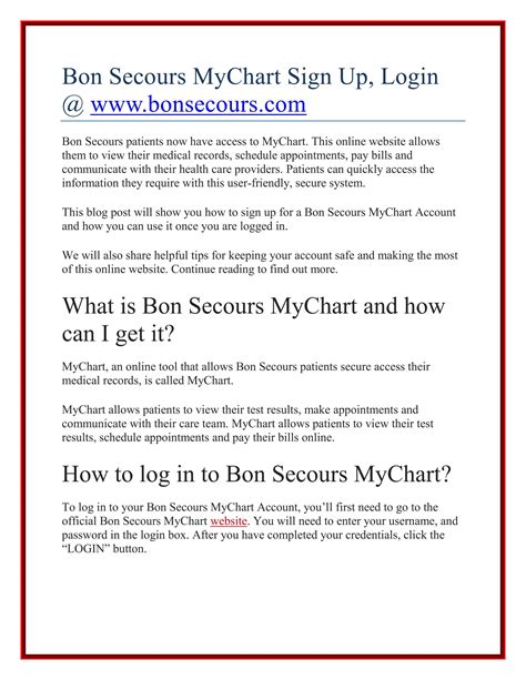 Bon Secours My Chart Sign In