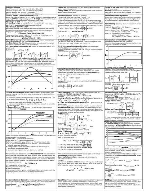 Bond Cheat Sheet