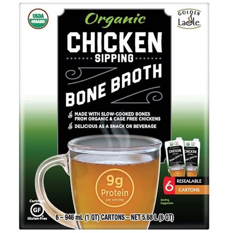 Bone broth at costco. Nov 5, 2023 · Kirkland Signature Organic Chicken Sipping Bone Broth. Costco. Per Serving (8 fl. oz.): 45 cal, 0.5 g fat (0.5 g saturated fat), 95 mg sodium, 0 g carbs (0 g fiber, 0 g sugar), 9 g protein. If you like to sip soup all winter long, this bone broth is a worthy purchase. It's easy to heat up and sip. 