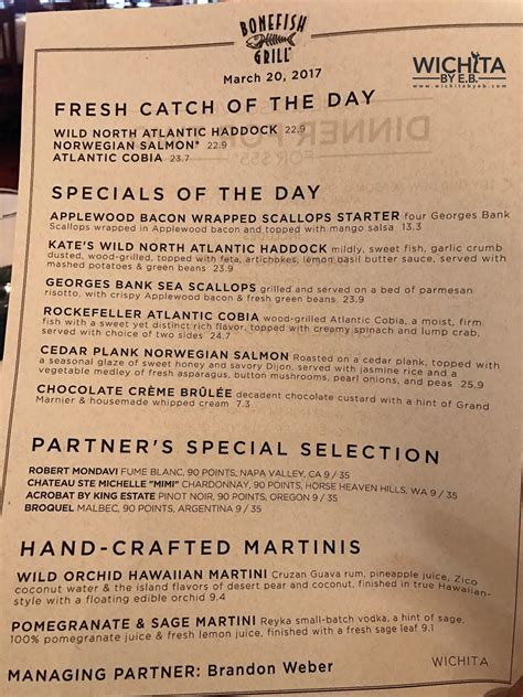 Bonefish grill menu wichita kansas. Sorry, delivery is not yet available in your area. Place your order for curbside pickup. 