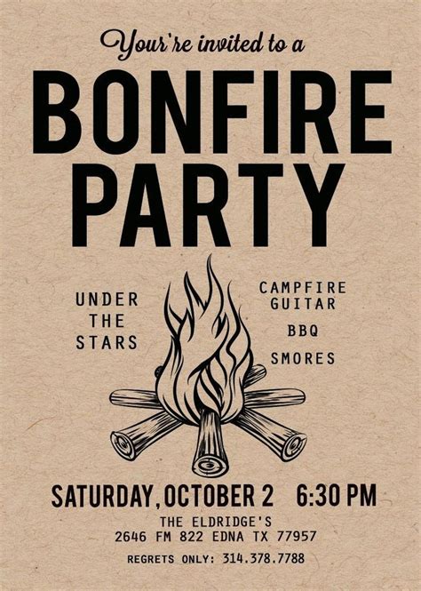 Bonfire Invitation Template Free
