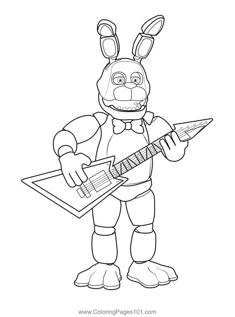 Free printable Bonnie the Rabbit FNAF coloring page for kids to download, Five Nights at Freddy's coloring pages. ColoringPages101.com. 11k followers. Fnaf Coloring .... 