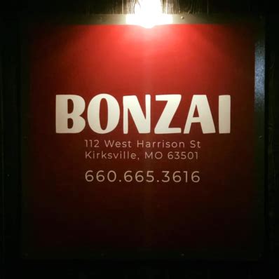 Bonzai kirksville. Bonzai Japanese Steak and Sushi is a local gem that offers a dining experience like no other, and any gift from this restaurant is sure to be appreciated and cherished. Click here to send a gift up to $1,000 with the suggestion to use it at Bonzai Japanese Steak and Sushi. 