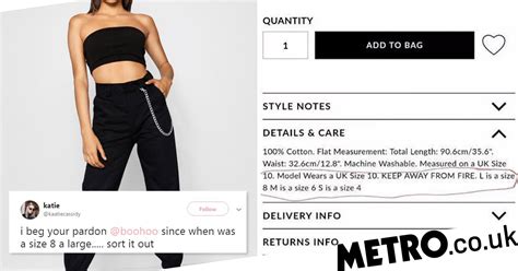 Boohoo has come under fire for labelling size 8 clothes as