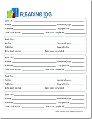 Book Report Form And Reading Log Printables