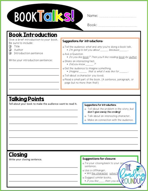 Book talk template