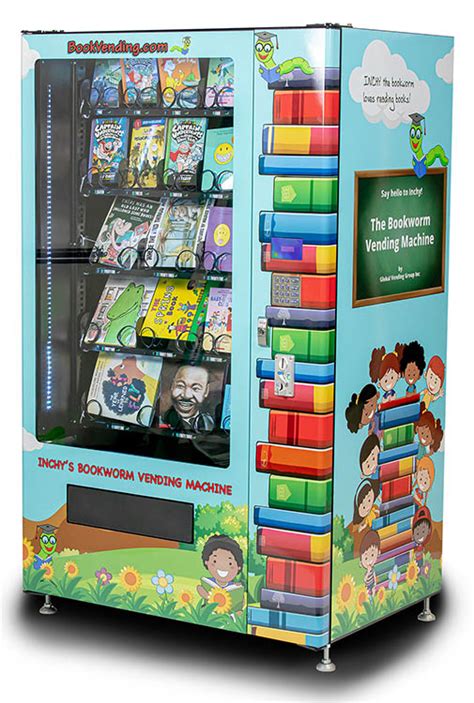 Book vending machines. Inchy’s Bookworm Vending Machine: A PBIS Marvel Transforming Schools. Inchy the Bookworm Vending Machine isn’t your typical vending machine. It’s revolutionizing the way schools reward positive behavior. With over 7,000 machines vending to more than 3 million students worldwide, schools everywhere are embracing Inchy’s PBIS system. And ... 
