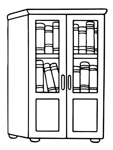 Bookcase Blank Coloring Pages