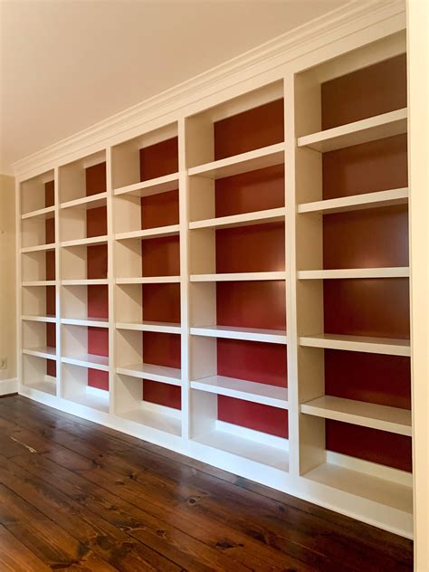 Bookcase built. 11 Sept 2020 ... I began by placing each 11 inch template on each side of the book case and placed my first ledger on top of them flush. I nailed it in with my ... 