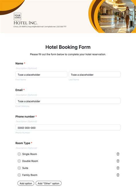 Booking Form Template Word Doc