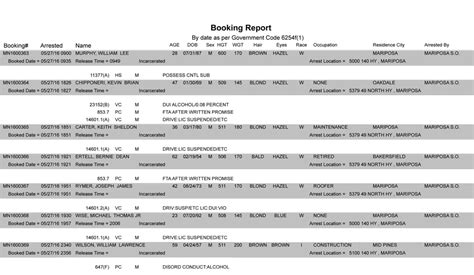 Booking Report - Sierra Sun Times