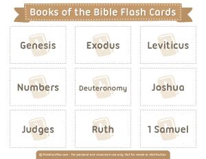 Books Of The Bible Printable Flash Cards
