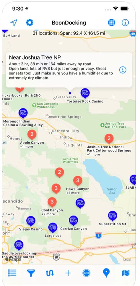 Boondocking map.  Although the map function can be a little clumsy when your’e...
