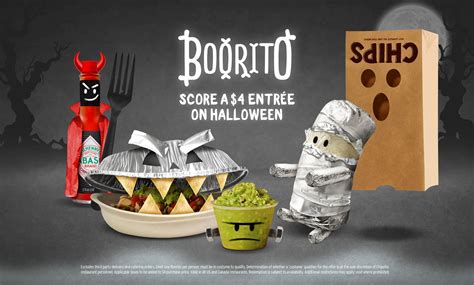 Oct 23, 2023 ... Last week, Chipotle announced the return of the Boorito special for the Halloween season. · Chipotle's Boorito special offers a $6 digital entrée ....