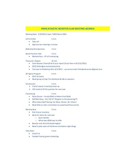 Booster Club Agenda Template