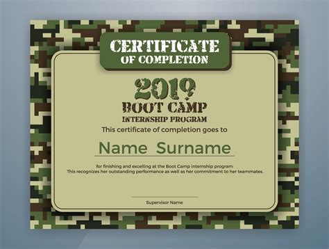 Boot Camp Internship Program Certificate Template Design Certificate