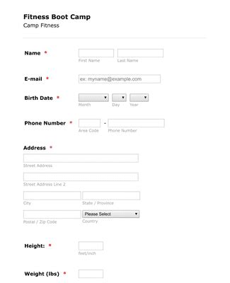 Boot Camp Registration Form Template JotForm