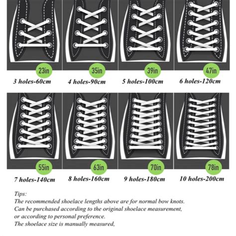 Boot Laces Length Chart
