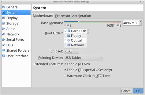 Booting raw-disk windows 10 vm in virtualbox boots to grub shell