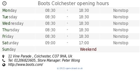 Boots Colchester Opening Times in Wivenhoe - FindOpen