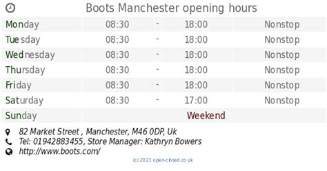 Boots Manchester opening times in Radcliffe, Blackburn Street