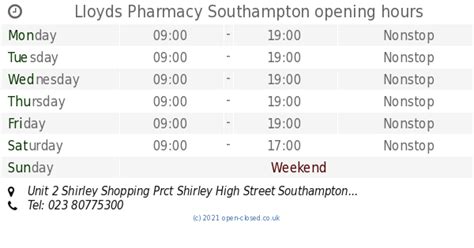 Boots Pharmacy in Southampton Shirley High St, Opening Times