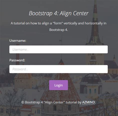 Bootstrap 4 Align a Div or Form Vertically and Horizontally AZMIND