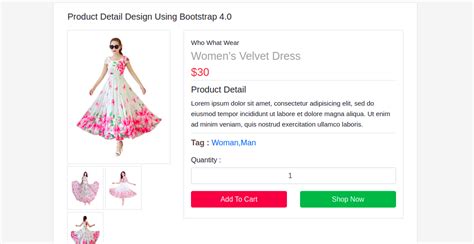 Bootstrap 4 Product Detail Page Design