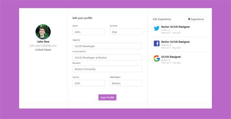 Bootstrap 5 Edit User Profile Template Example