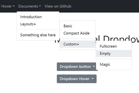 Bootstrap 5 dropdown.  See examples of basic, divider, header, disabled, active, posit...