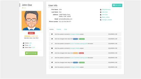 Bootstrap Snippet User Profile With Friends And Chat