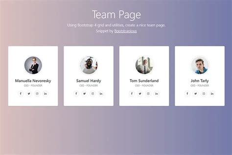 Bootstrap Team Page - HTML&CSS Snippet