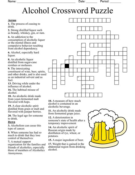 Booze crossword. The Crossword Solver found 30 answers to "Type of booze", 3 letters crossword clue. The Crossword Solver finds answers to classic crosswords and cryptic crossword puzzles. Enter the length or pattern for better results. Click the answer to find similar crossword clues . # of Letters or Pattern. Dictionary. Crossword Solver Quick Help. 