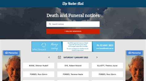 Border mail death notices archives.  Explore Life Stories, Offer Condolences ...