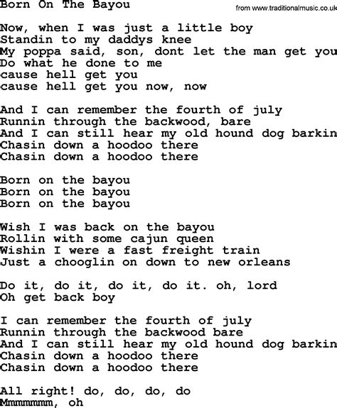 Born on the bayou lyrics. Things To Know About Born on the bayou lyrics. 