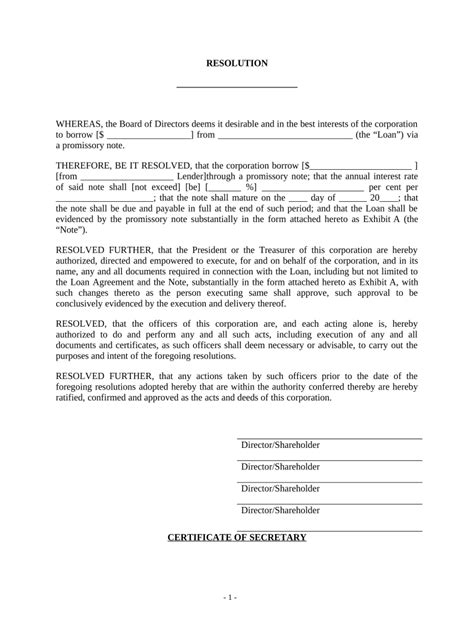 Borrowing Resolution Form Fill Out and Sign Printable PDF Template