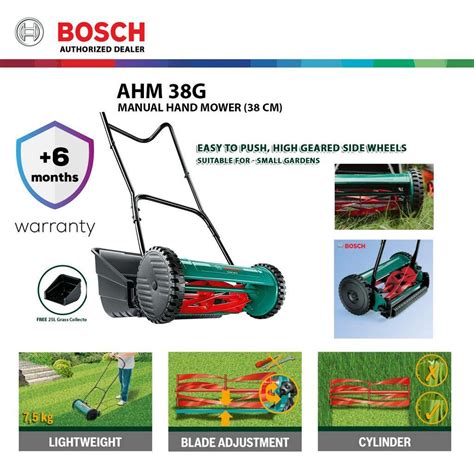 Bosch AHM 38G Manual Hand Push Garden Lawn Mower Grass Cutter …