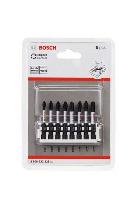 Bosch Impact Control Serisi Vidalama Ucu 8'li PH1/PH2 x3/PH3/PZ2 x2.