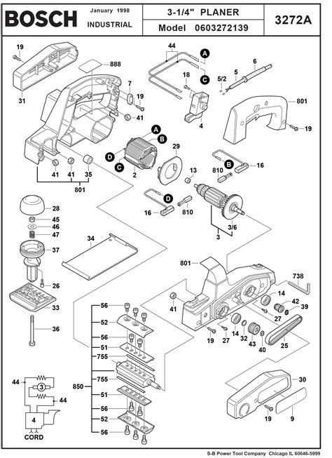 Bosch Planer - Diagram and Parts List - M&M Tool Parts