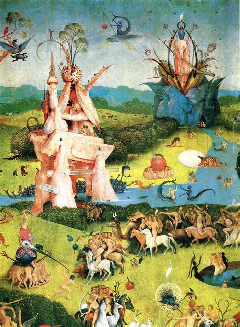 Early Dutch master Hieronymous Bosch's triptych, "The Garden of Earthly Delights" (c. 1490-1510), spans the Garden of Eden, scenes of an idyllic Utopia, and the ….