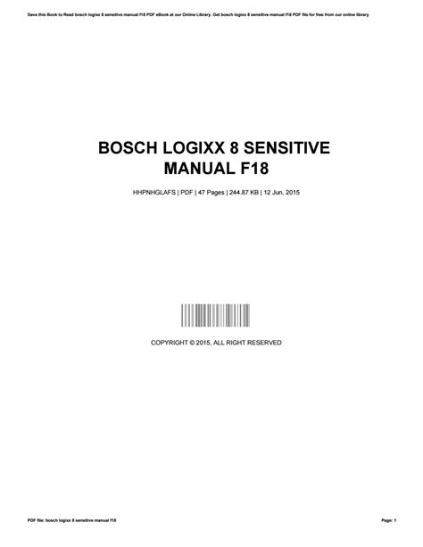 Bosch logixx 8 sensitive manual f 18. - Michel stürmer bayou heat book 15.