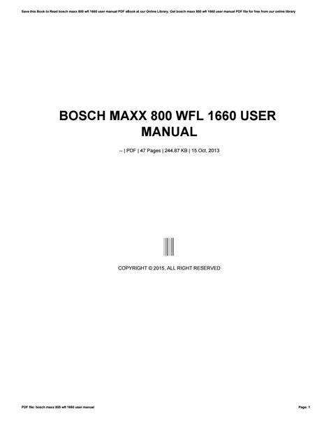 Bosch maxx 800 wfl 1660 handbuch. - Radiografia de la revolucion pacen a de 1809..