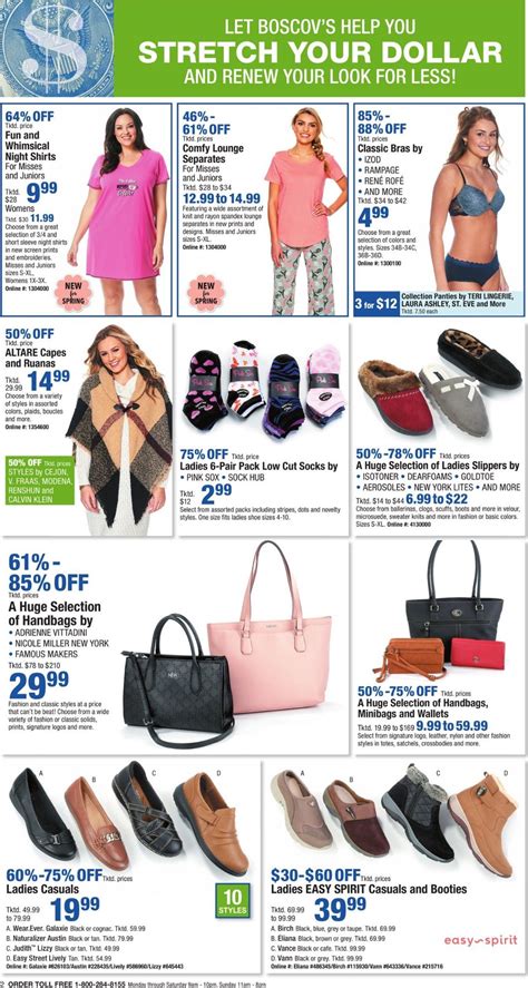 Boscov's ad this week. January 12, 2023. Check the latest Boscov's weekly ad, valid from Jan 12 - Jan 18, 2023. Boscov's has special promotions running all the time and you can find great savings throughout the store every week. Don't miss your chance to save big with great bargains and grab incredible deals this week on HUGE SELECTION Knit Hats and Fashion ... 
