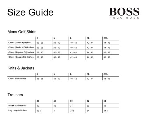 Boss Size Guide