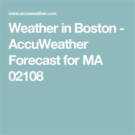 Boston, MA Daily Weather AccuWeather