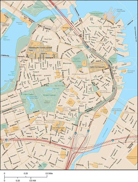 Boston Map with Local Streets in Adobe Illustrator vector format Map