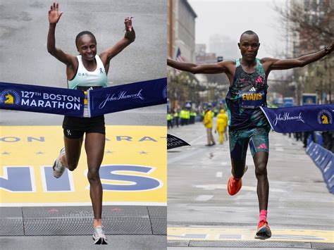 Boston Marathon: Kenyan racers claim men’s, women’s titles