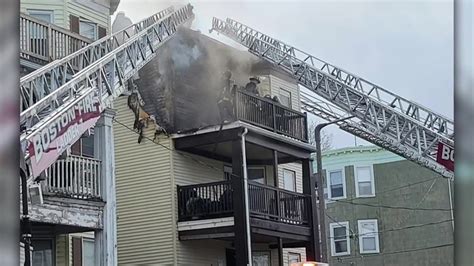 Boston fire crews rescue residents from 3rd floor of burning Dorchester building
