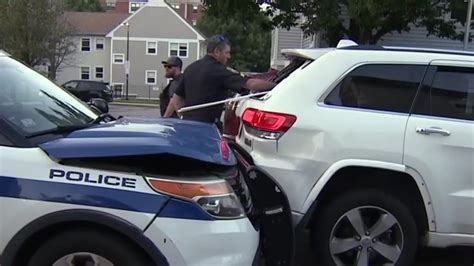 Boston police cruiser involved in crash with car connected to carjacking in Stoughton